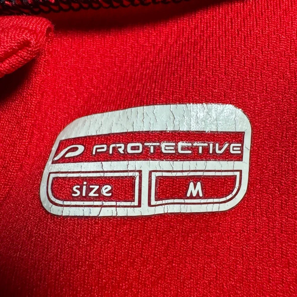 Protective Cycling Jersey Mens Medium Red White 1/2 Zip Short Sleeve Compression - Picture 2 of 8